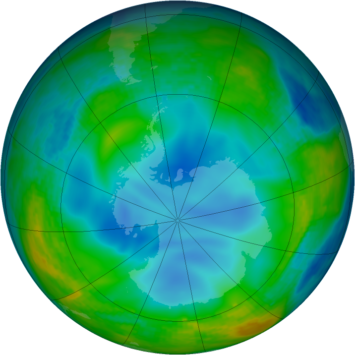 Antarctic ozone map for 29 June 1994